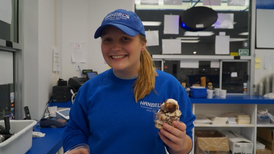 Audra Sapps enjoys her job at Handels Ice Cream, shop. Sapp works two to three times a week, managing homework without procrastination. 