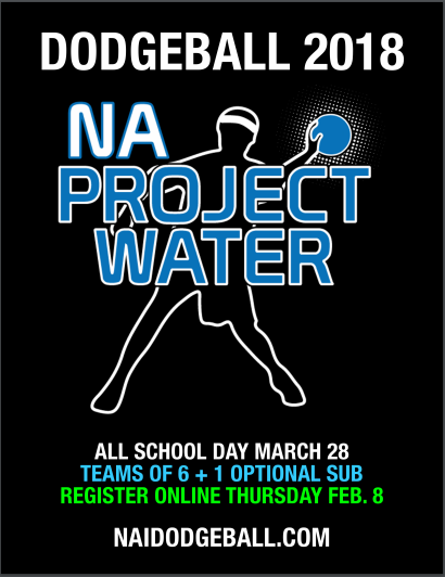 Flyer for the Project Water Dodgeball tournament for 2018. Don’t forget to sign up at https://naprojectwater.com/
