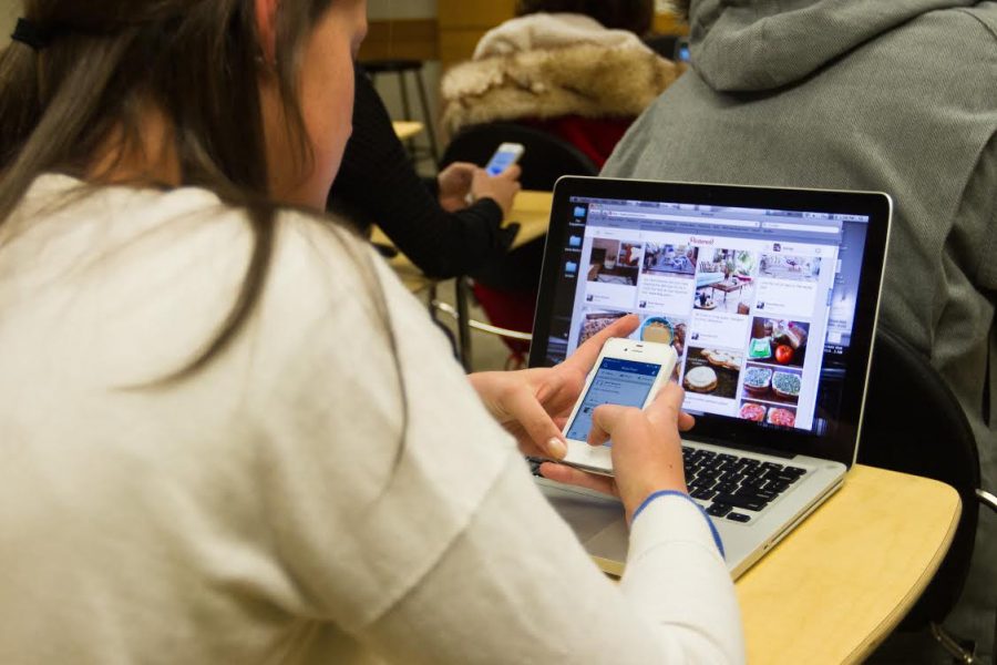 Students often use technology in class despite professors wishes.
