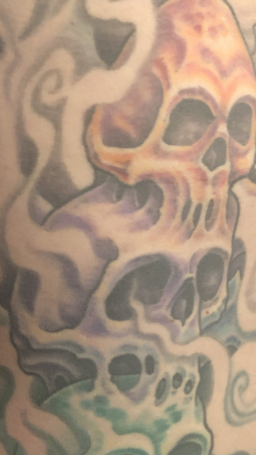 Officer Metzger's skull tattoo