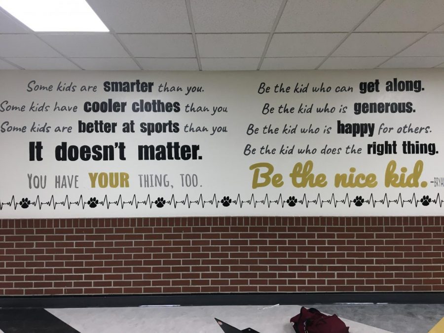 Mural in Tiger Hallway about being a nice kid,