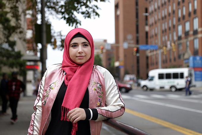 Aya Attal, Syrian refugee and Global Minds Initiative Fellowship Coordinator, pictured in her home of Pittsburgh.
