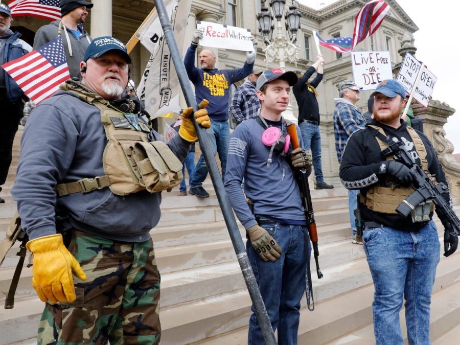 Armed protestors in Michigan demand Governor Whitmer to lift the lockdown.