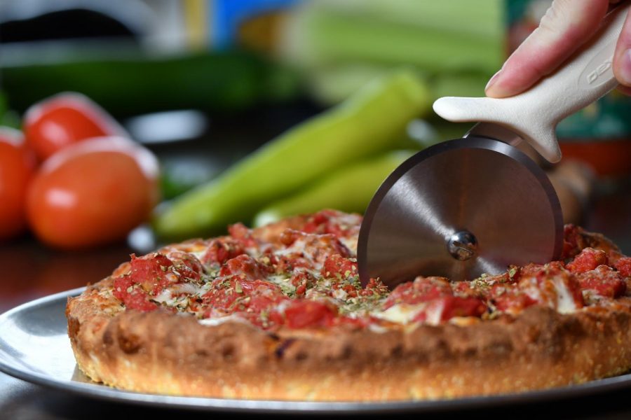 A Chicago deep dish pizza made at Monte Cellos Wexfrod.