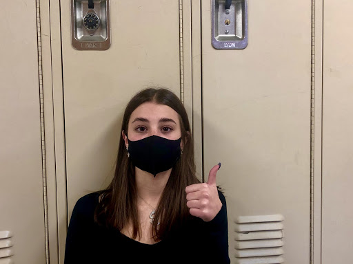 Sophia Mitchell, Sophomore- Because my mom told me to and it makes me feel emoDo you think you are unrecognizable with the mask? Are your identifiable features covered?No  i am still recognizable What is your biggest issue with the mask?I Cant hear people and it is harder for me to breatheDoes the mask affect your daily life?Yes i cant smile 