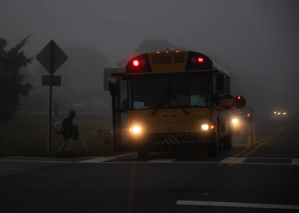 An early morning school bus.