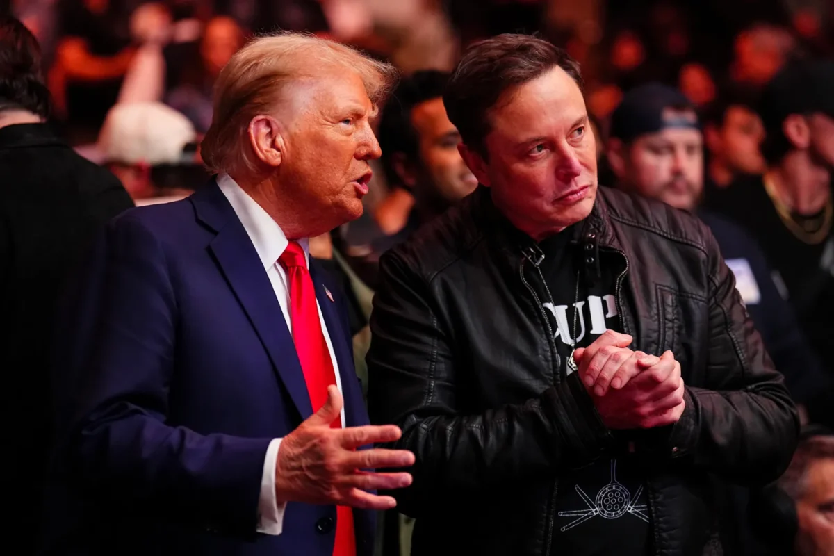 Trump (Left) and Musk (Right) discussing world politics.